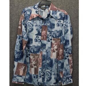 Vintage 70s Chemise Et Cie Mens XL Button Shirt beaucoup d'amour A lot of love